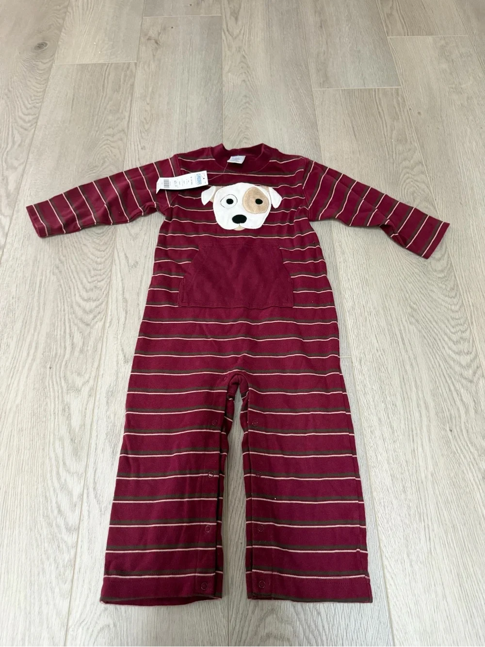 Gymboree Burgundy Striped One-Piece with Puppy Face